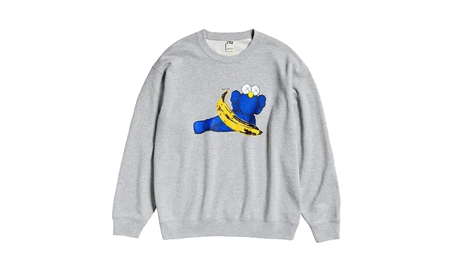 Bluza bez kaptura crewneck Kaws x Uniqlo Andy Warhol Banana Grey