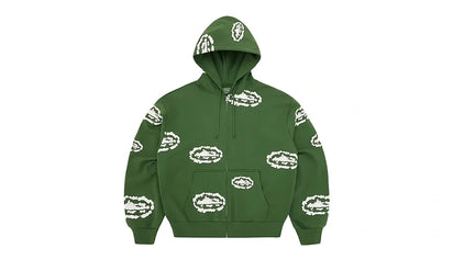 Bluza Z Kapturem Corteiz x Denim Tears Island Wreath Zip Hoodie Green