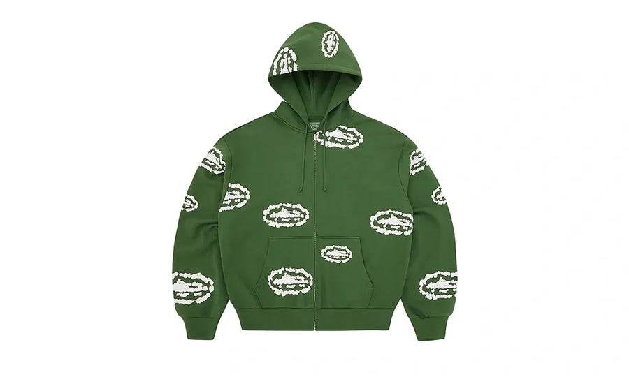 Bluza Z Kapturem Corteiz x Denim Tears Island Wreath Zip Hoodie Green