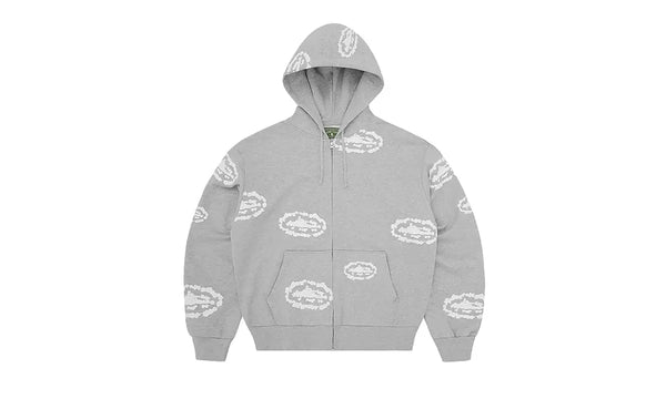 Bluza Z Kapturem Corteiz x Denim Tears Island Wreath Zip Hoodie Heather Grey