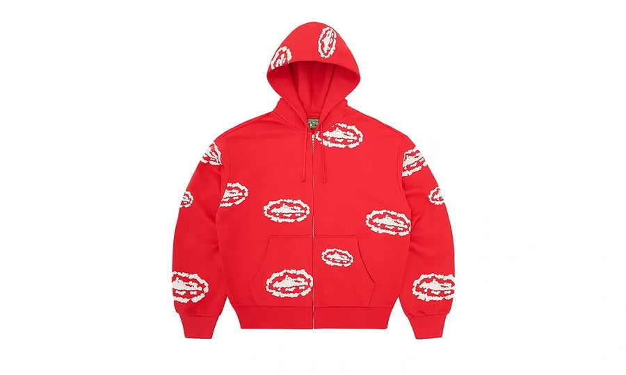 Bluza Z Kapturem Corteiz x Denim Tears Island Wreath Zip Hoodie Red