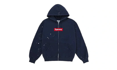 Bluza Z Kapturem Supreme MM6 Maison Margiela Box Logo Zip Up Hooded Sweatshirt Navy