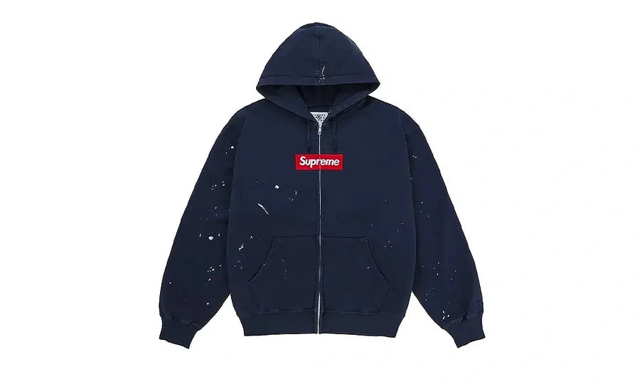 Bluza Z Kapturem Supreme MM6 Maison Margiela Box Logo Zip Up Hooded Sweatshirt Navy