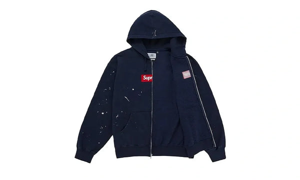 Bluza Z Kapturem Supreme MM6 Maison Margiela Box Logo Zip Up Hooded Sweatshirt Navy - Bluza Z Kapturem Supreme MM6 Maison Margiela Box Logo Zip Up Hooded Sweatshirt Navy - zdjęcie 2