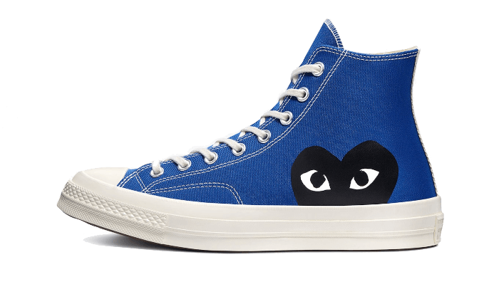 Converse Chuck Taylor All-Star 70s Hi Comme des Garçons PLAY Blue Quartz czarny-niebieski - widok główny z boku | Saturaise.c
