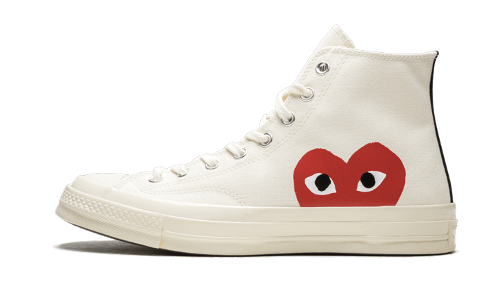 Converse Chuck Taylor All-Star 70s Hi Comme des Garçons PLAY White biały-czerwony - widok główny z boku | Saturaise.com