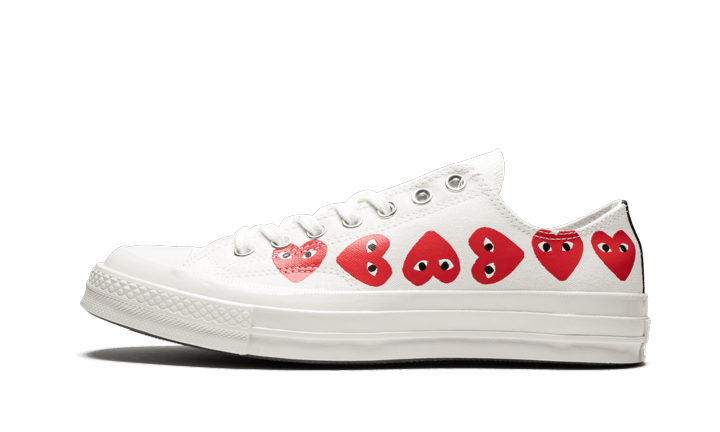 Converse Chuck Taylor All-Star 70s Ox Comme des Garçons PLAY Multi-Heart White biały-czerwony - widok główny z boku | Saturai