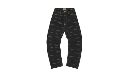 Corteiz Alcatraz Pattern Denim Jeans Black