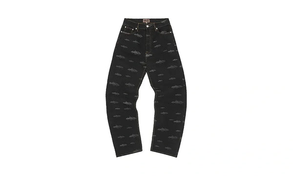 Corteiz Alcatraz Pattern Denim Jeans Black