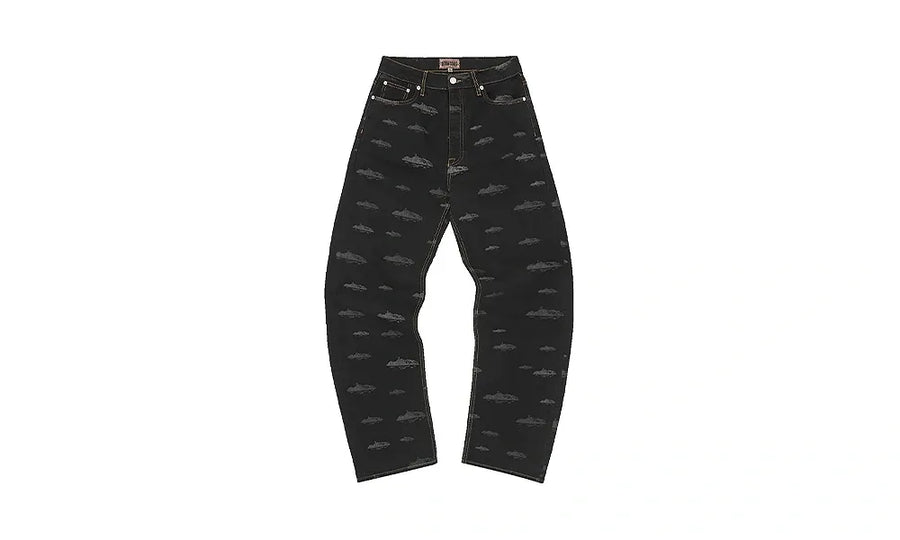 Corteiz Alcatraz Pattern Denim Jeans Black