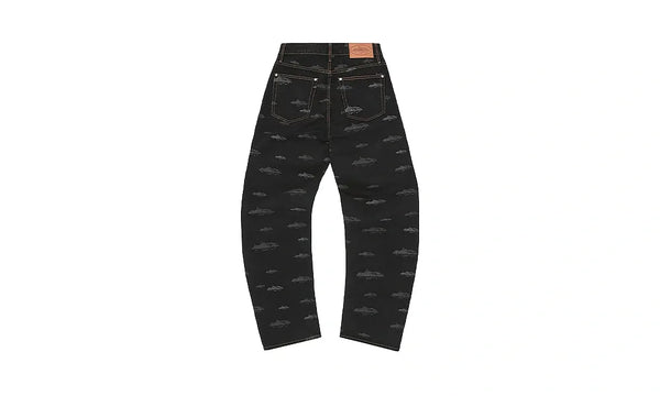 Corteiz Alcatraz Pattern Denim Jeans Black - Corteiz Alcatraz Pattern Denim Jeans Black - zdjęcie 2