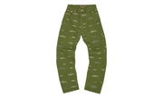 Corteiz Alcatraz Pattern Denim Jeans Khaki - widok z drugiego boku - Markowe dodatki