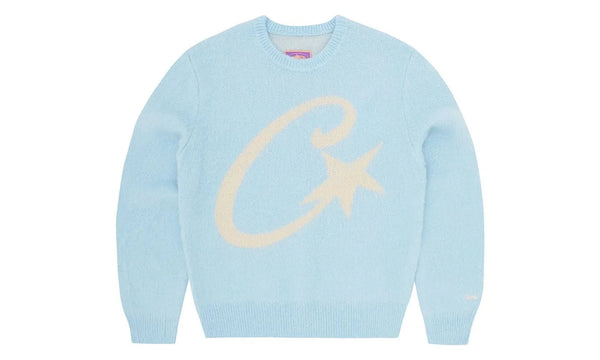Corteiz C Star Mohair Knit Sweater Baby Blue