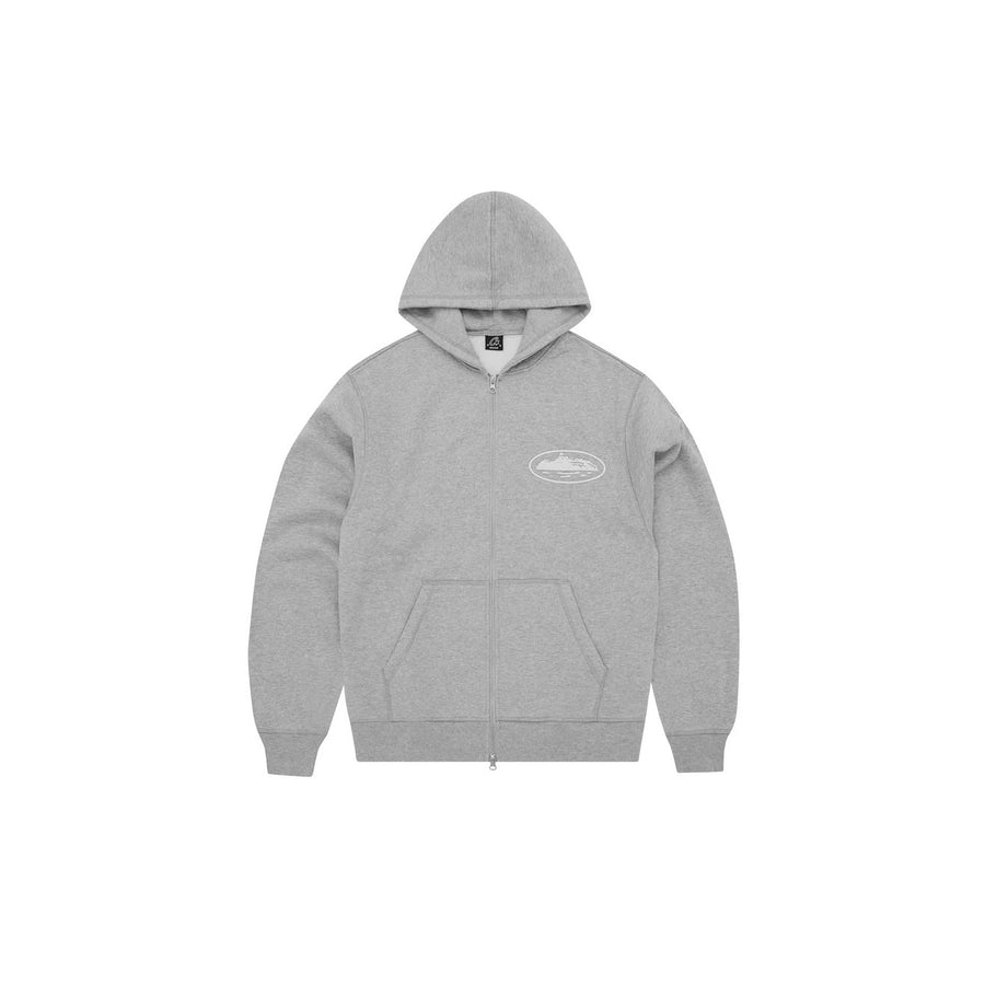 Kup oryginalne Corteiz Island Puff Print Zip Hoodie Washed Heather Grey CORT-CIPPZH-HEATHERGREY - widok z drugiego boku - Sne