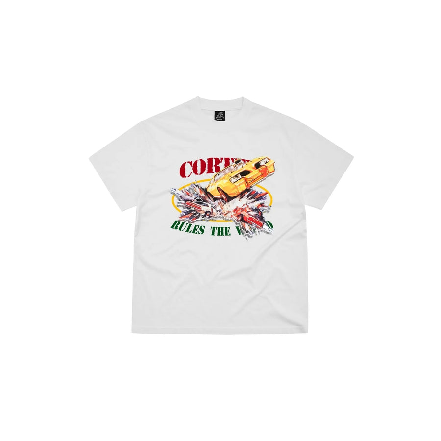 Corteiz Corteiz Car Crash Tee White biały - widok główny z boku | Saturaise.com
