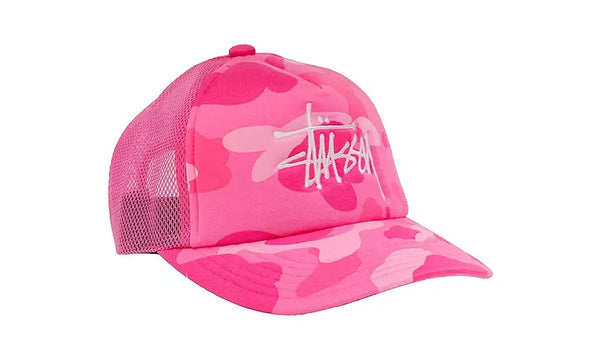 Czapka z daszkiem BAPE x Stussy Trucker Pink