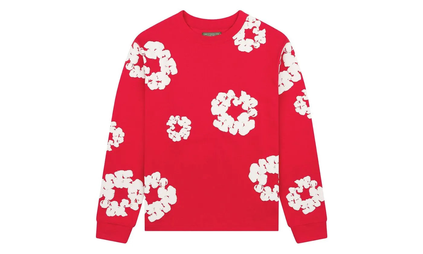 Denim Tears Denim Tears Long Sleeve Cotton Wreath T-shirt Red czerwony-brązowy - widok główny z boku | Saturaise.com