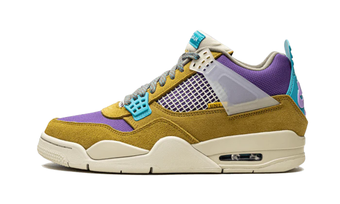Air Jordan Air Jordan 4 Retro Union Desert Moss niebieski-żółty - widok główny z boku | Saturaise.com