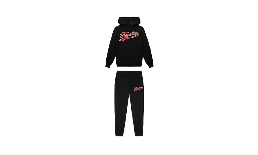 Dresy Trapstar Strike Out Hoodie Tracksuit – Black/Red