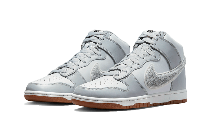 Kup oryginalne Dunk High Retro Chenille Swoosh White Grey - widok z drugiego boku - Sneakersy