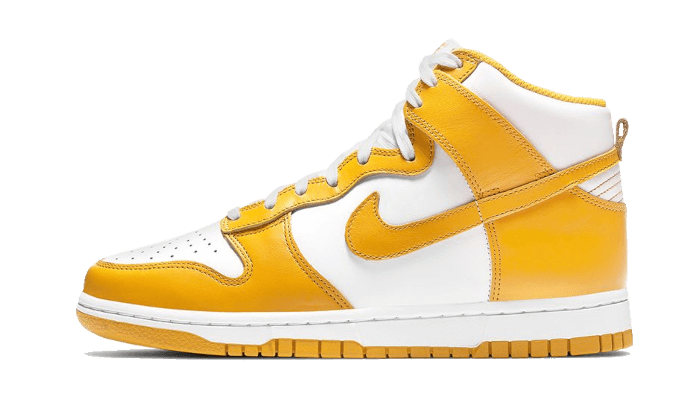 Nike Dunk High Dark Sulfur biały-żółty - widok główny z boku | Saturaise.com