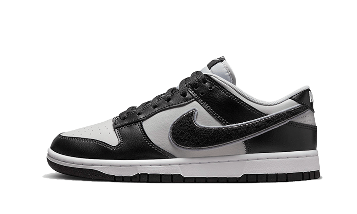 Nike Dunk Low Chenille Swoosh Grey Black czarny-biały - widok główny z boku | Saturaise.com