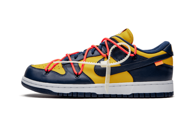 Nike Dunk Low Off-White Michigan biało-pomarańczowy - widok główny z boku | Saturaise.com
