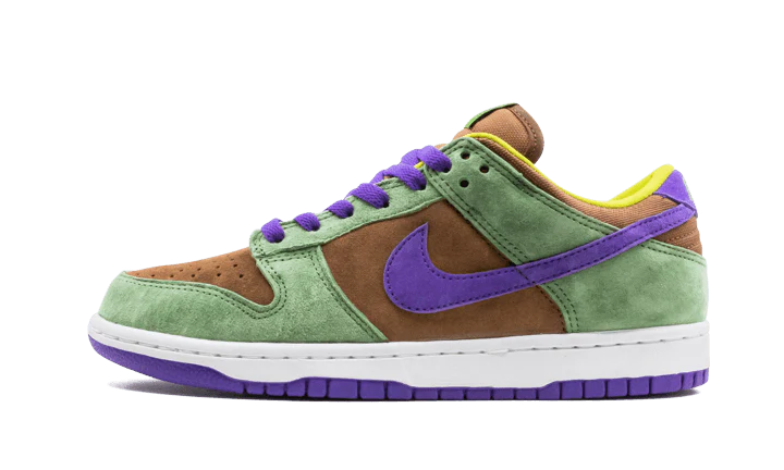 Nike Dunk Low Veneer (2020) zielony-fioletowy - widok główny z boku | Saturaise.com