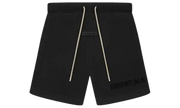 Essentials Fear of God Essentials Cream Drawstring Sweatshort Jet Black SS23 czarny-beżowy - widok główny z boku | Saturaise.