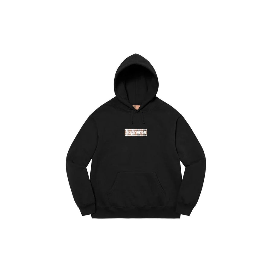 Supreme Supreme Burberry Box Logo Hoodie Black - widok główny z boku - Streetwear