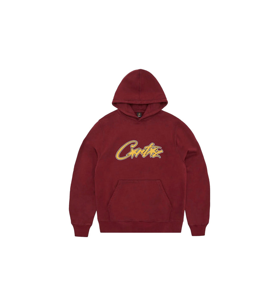 Corteiz Corteiz Satin Applique Allstarz Hoodie Maroon czarny-biały - widok główny z boku | Saturaise.com