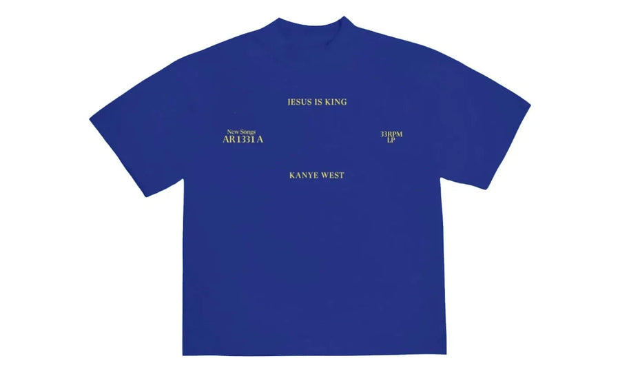 Saturaise Kanye West Jesus Is King Vinyl I T-Shirt Blue - widok główny z boku - Streetwear