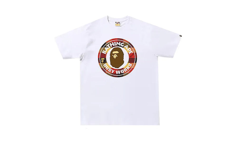 Koszulka BAPE Block Check Busy Works (FW22) White Red