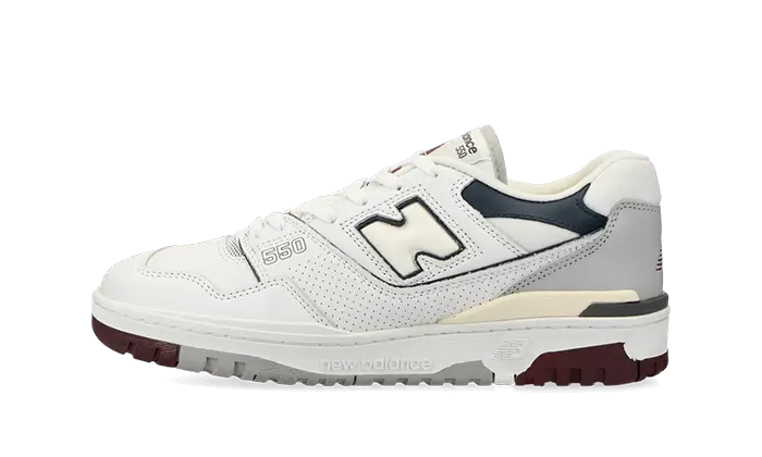 New Balance 550 White Indigo biały-burgundowy - widok główny z boku | Saturaise.com