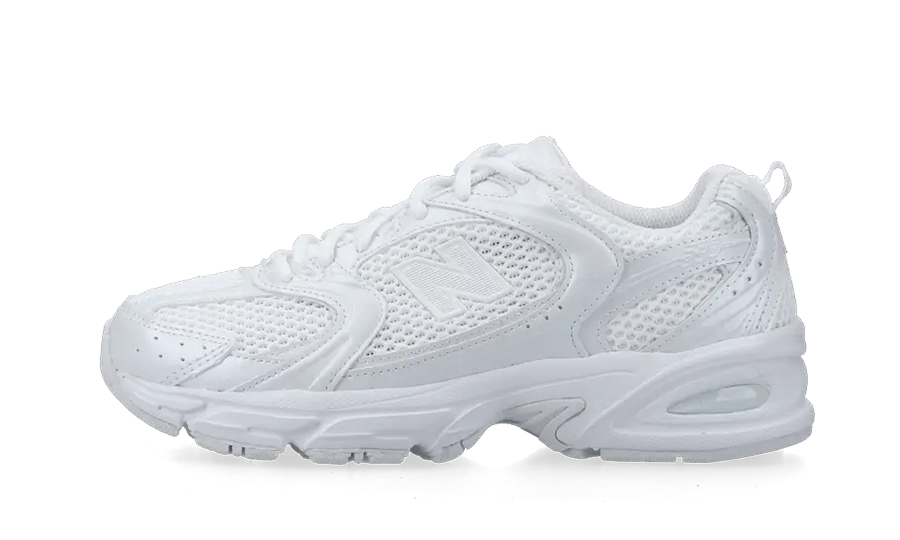 Yeezy New Balance 530 Triple White biały - widok główny z boku | Saturaise.com