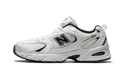 New Balance 530 White Black Details czarny-biały - widok główny z boku | Saturaise.com