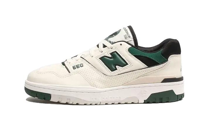 New Balance 550 Sea Salt Pine Green zielono-czarny - widok główny z boku | Saturaise.com