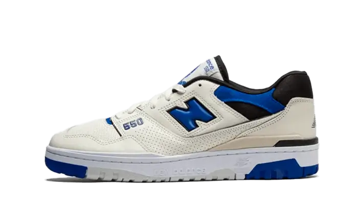 New Balance 550 Sea Salt Team Royal czarno-niebieski - widok główny z boku | Saturaise.com