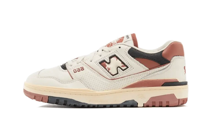 New Balance 550 Vintage Brown biały-żółty - widok główny z boku | Saturaise.com
