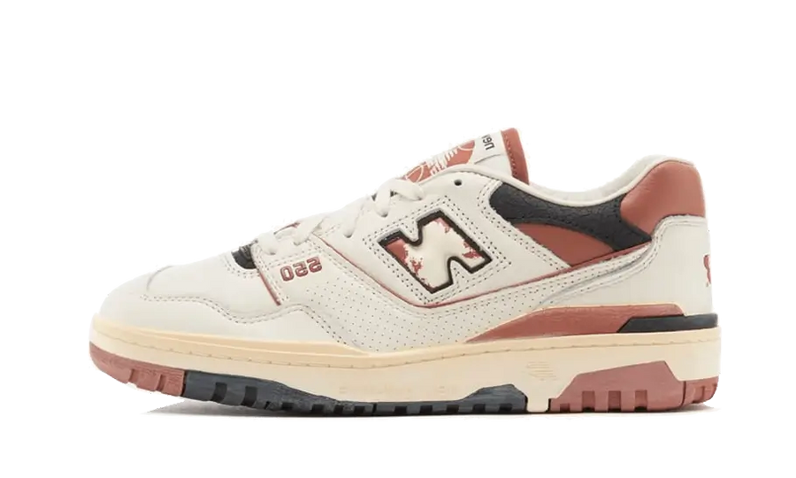 New Balance 550 Vintage Brown biały-żółty - widok główny z boku | Saturaise.com