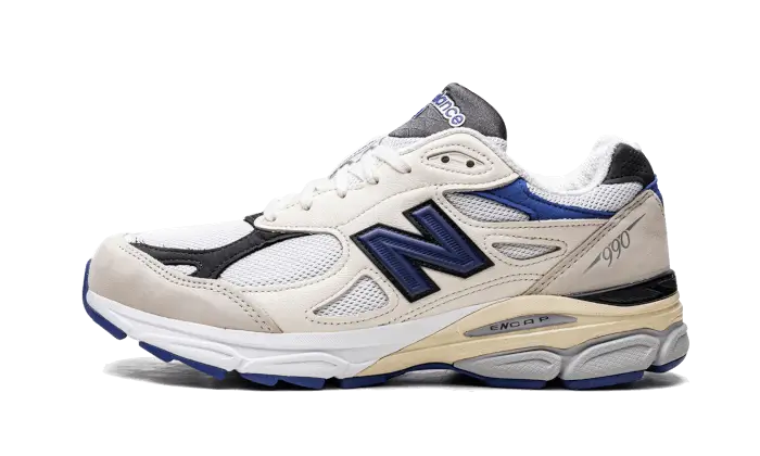 New Balance 990V3 - Made In USA Cream Blue biały-niebieski - widok główny z boku | Saturaise.com