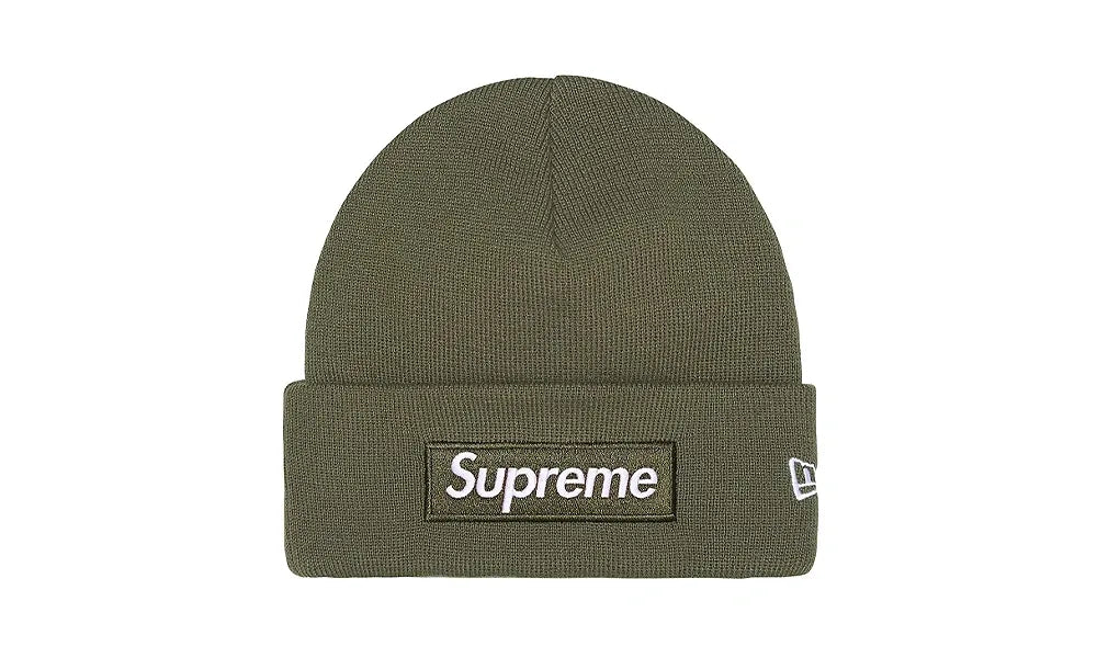 New Era x Supreme Box Logo Beanie Light Olive (FW25)