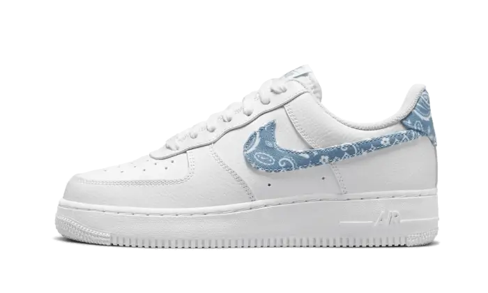 Nike Air Force 1 Low '07 Essential White Worn Blue Paisley biały-niebieski - widok główny z boku | Saturaise.com