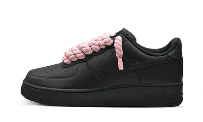Nike Air Force 1 Low Black Rope Laces Pink