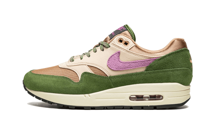 Nike Air Max 1 SH Treeline (Skunk) zielony-burgundowy - widok główny z boku | Saturaise.com