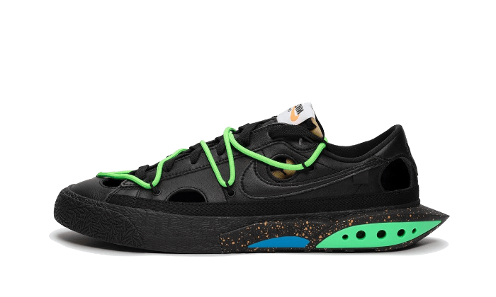 Nike Blazer Low Off-White Black Green - widok główny z boku - Streetwear