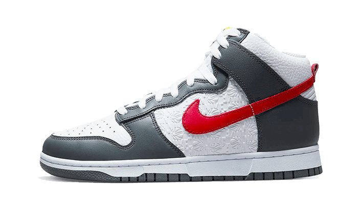 Nike Dunk High Embossed Basketball Grey Red biały-czerwony - widok główny z boku | Saturaise.com