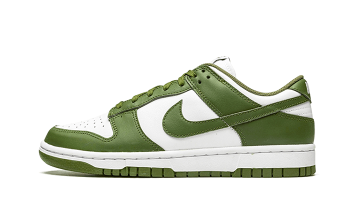 Yeezy Dunk Low Medium Olive biały-czerwony - widok główny z boku | Saturaise.com