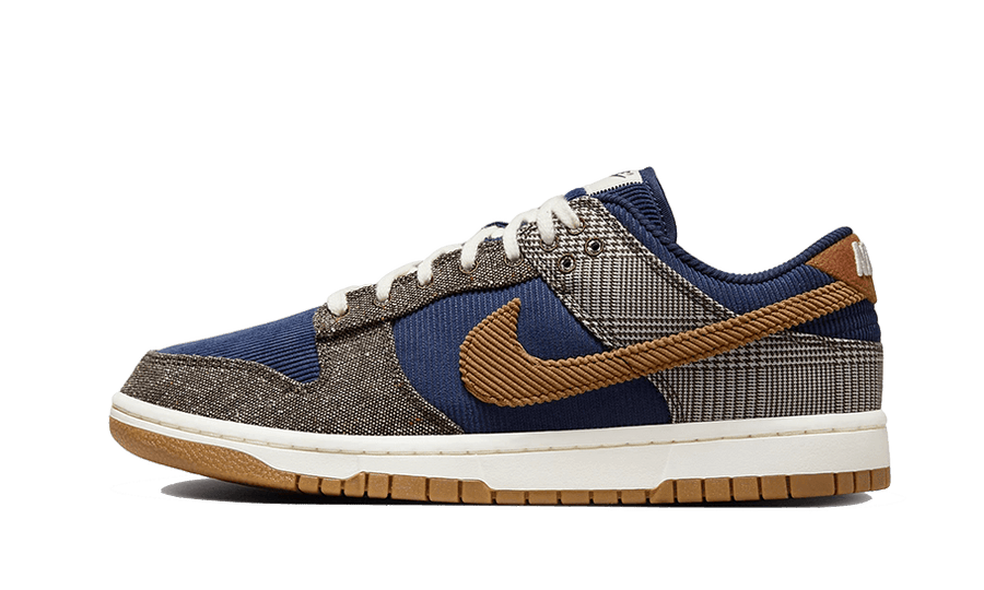 Nike Dunk Low Premium Tweed Corduroy granatowy-brązowy - widok główny z boku | Saturaise.com