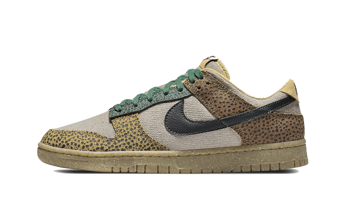 Nike Dunk Low Safari czarny-zielony - widok główny z boku | Saturaise.com
